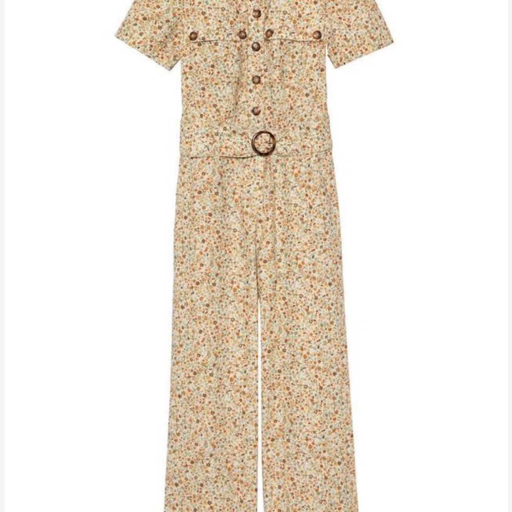 Sézane Floral Jumpsuit - Orange and Yellow